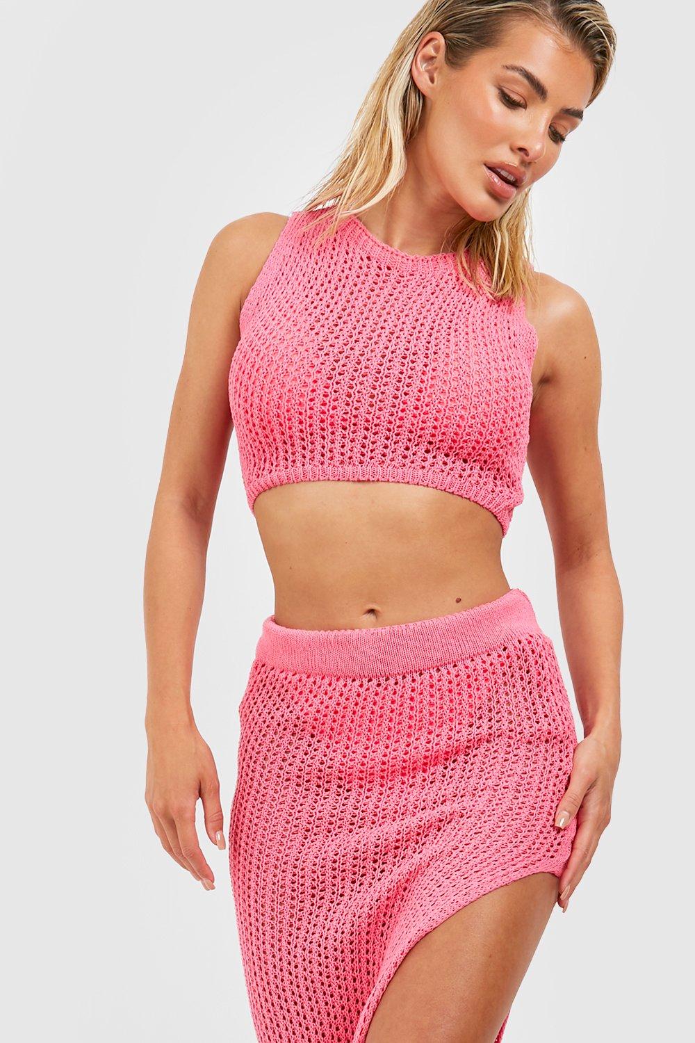 Hot pink shop crochet skirt