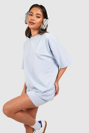 Blue Oversized T-shirt And Cycling Short Set