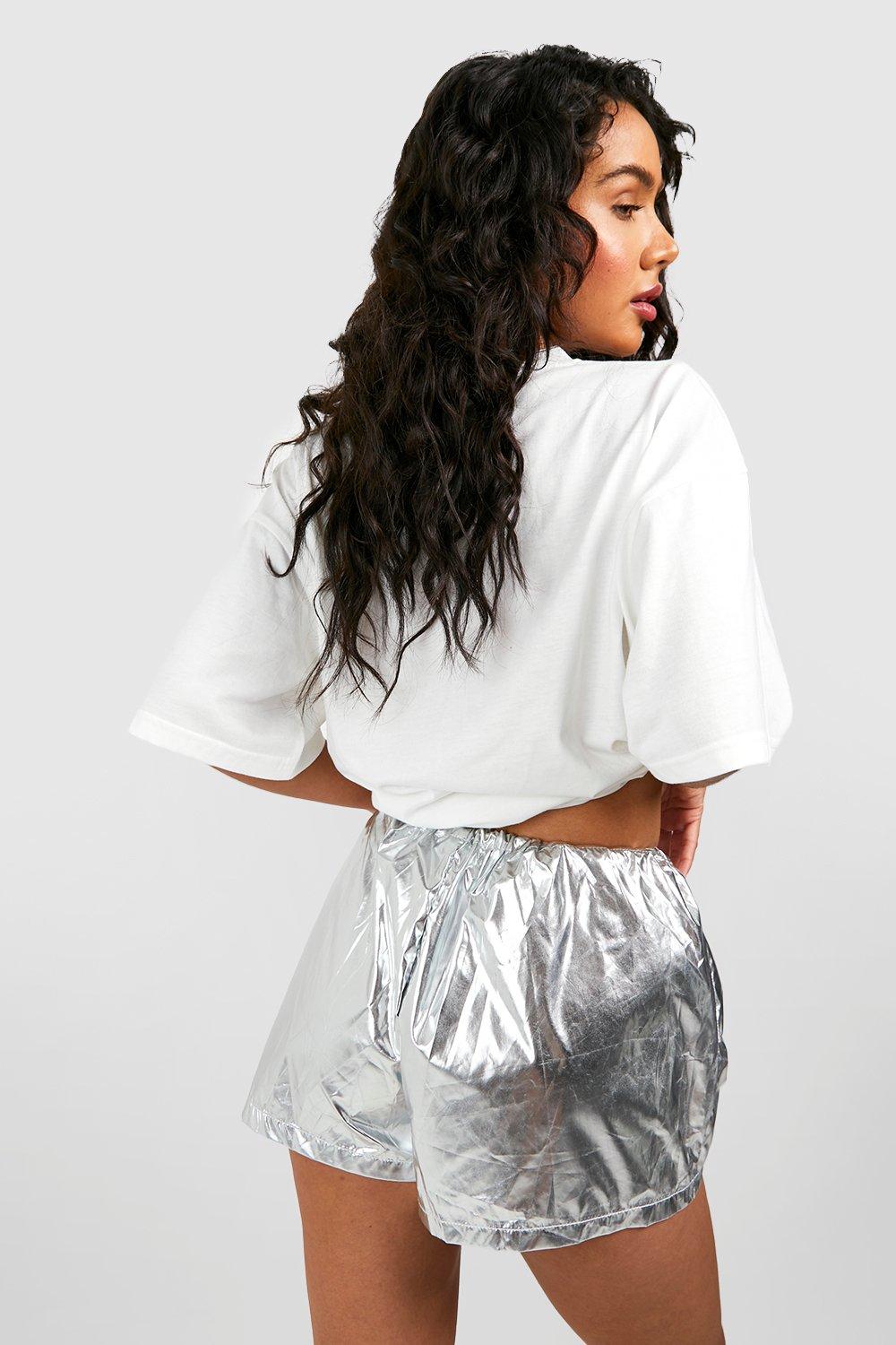 Pantaloncini Cargo in nylon metallizzato boohoo