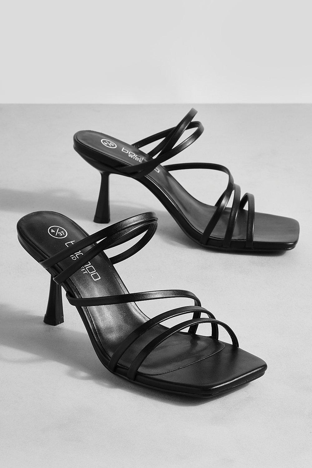 Wide fit best sale black strappy heels