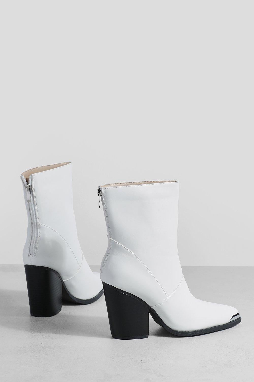 White ankle shop boots boohoo