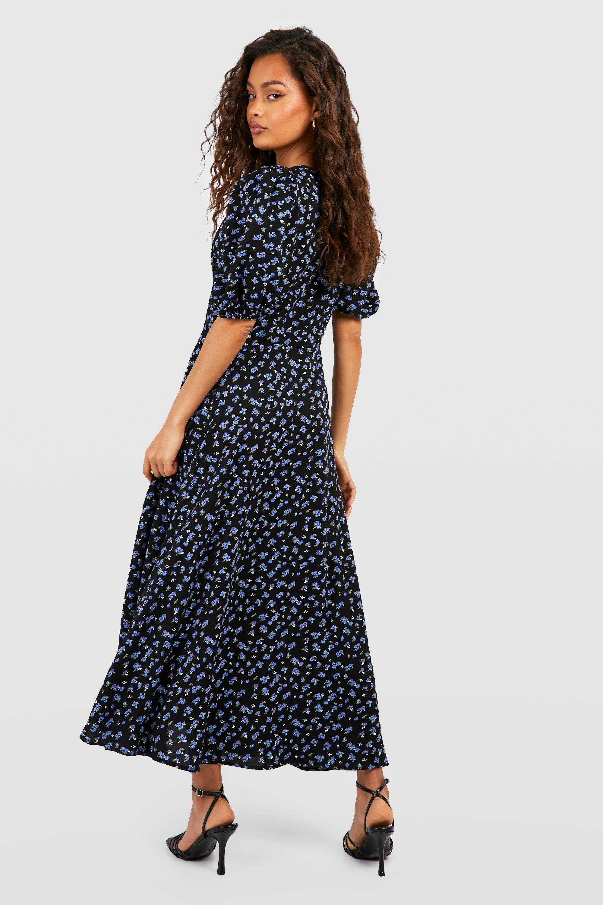 Boohoo button 2025 through midi dress