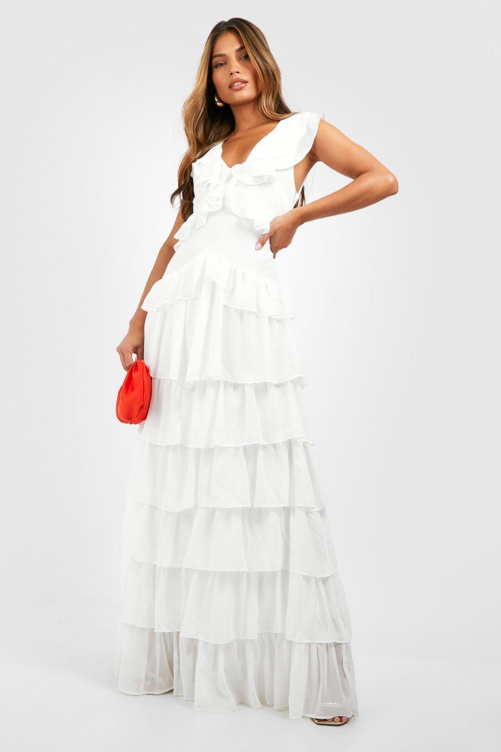 White layered hotsell maxi dress