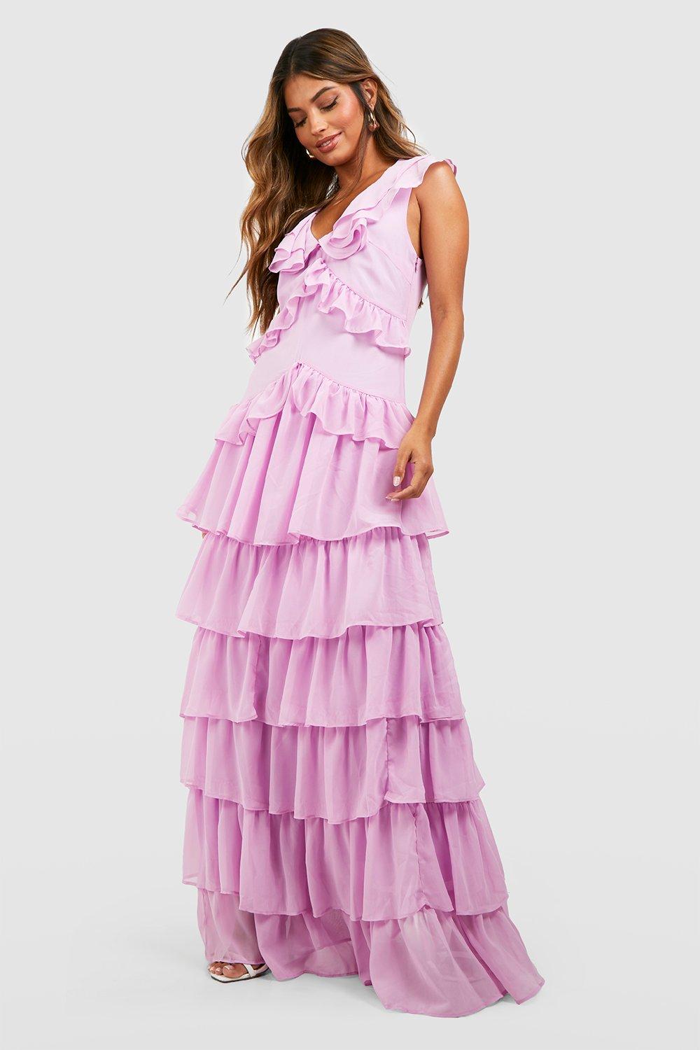 Lilac chiffon outlet maxi dress