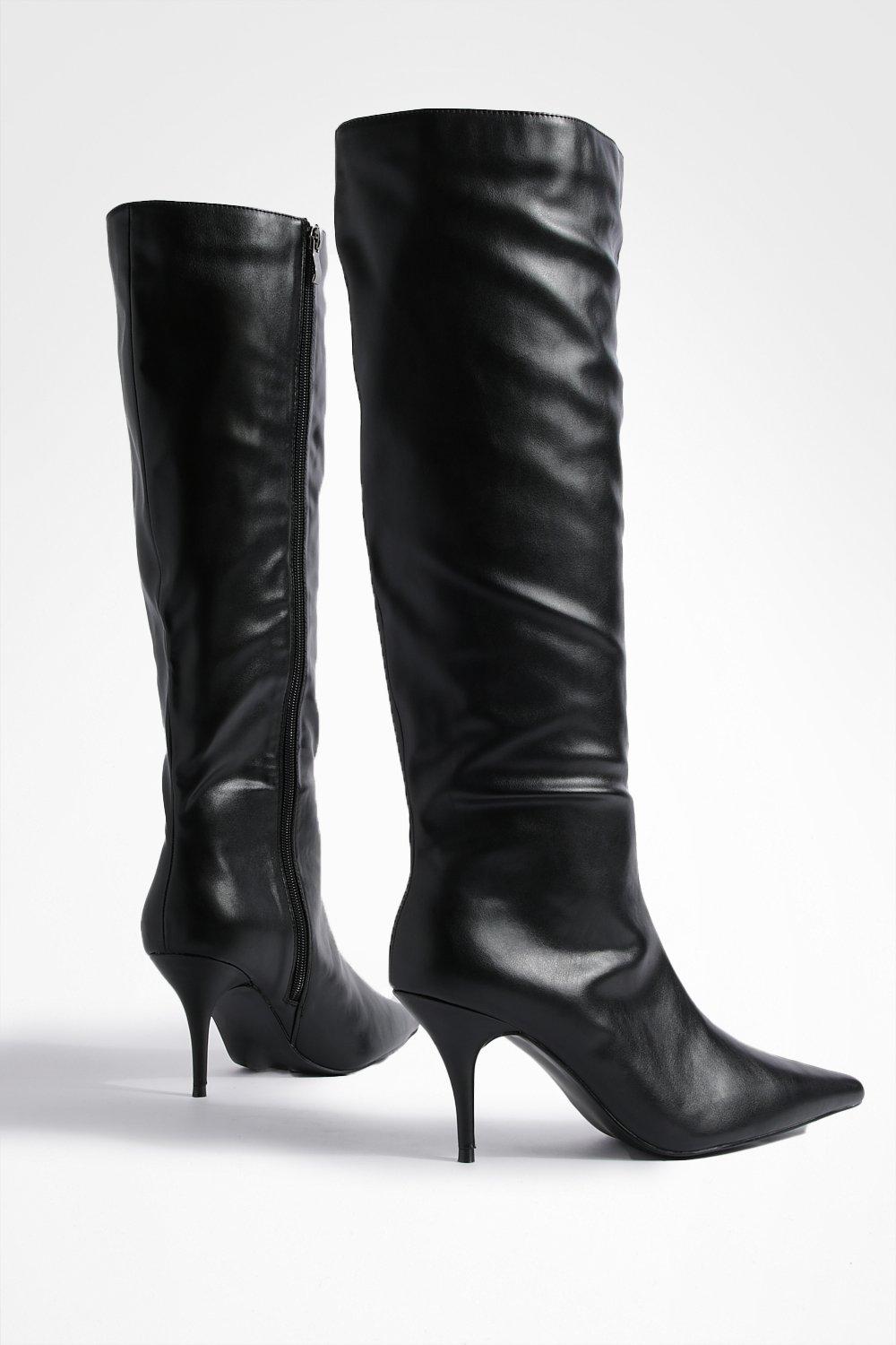 Low Heel Pointed Column Boots boohoo