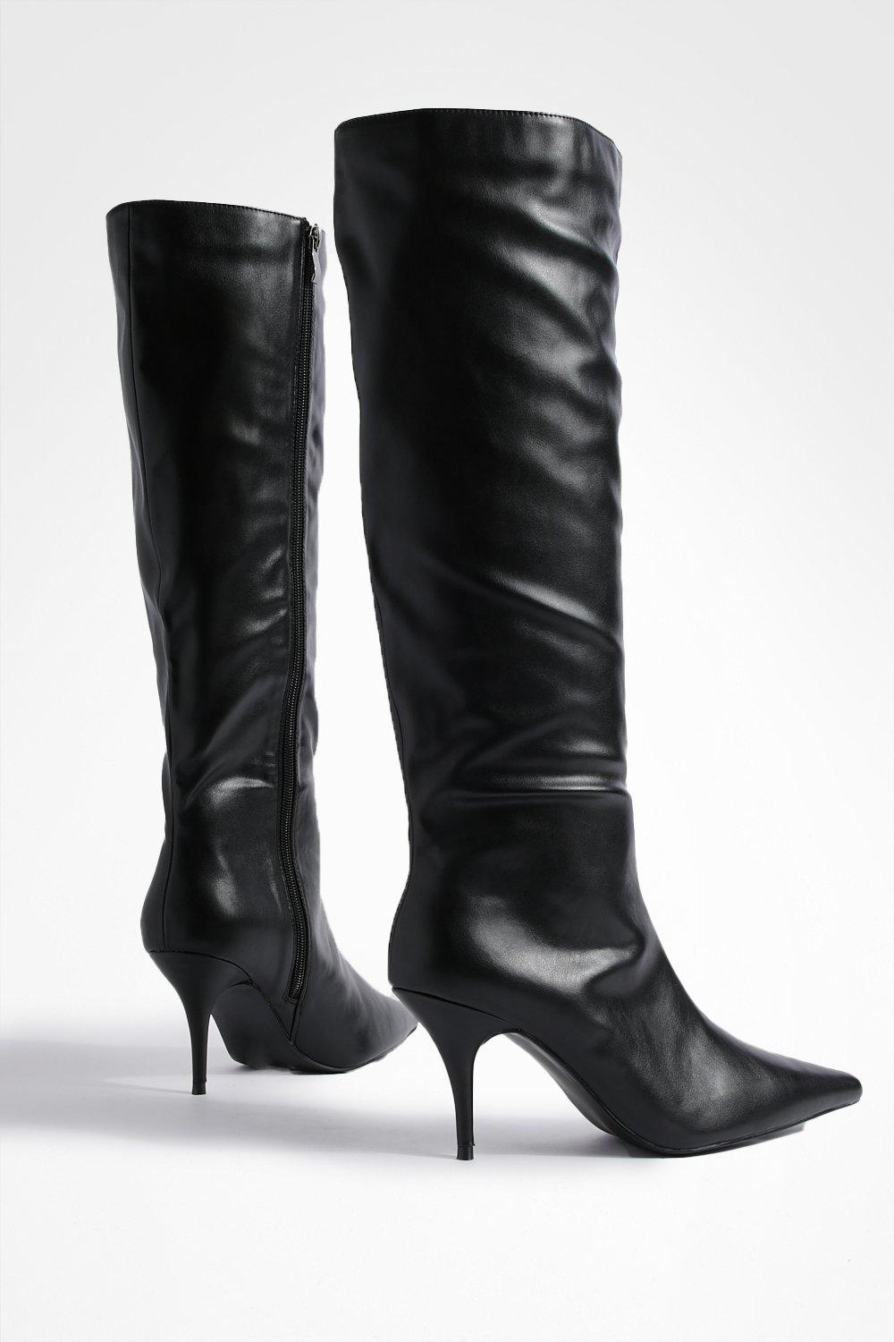 Tall black boots hot sale with low heel