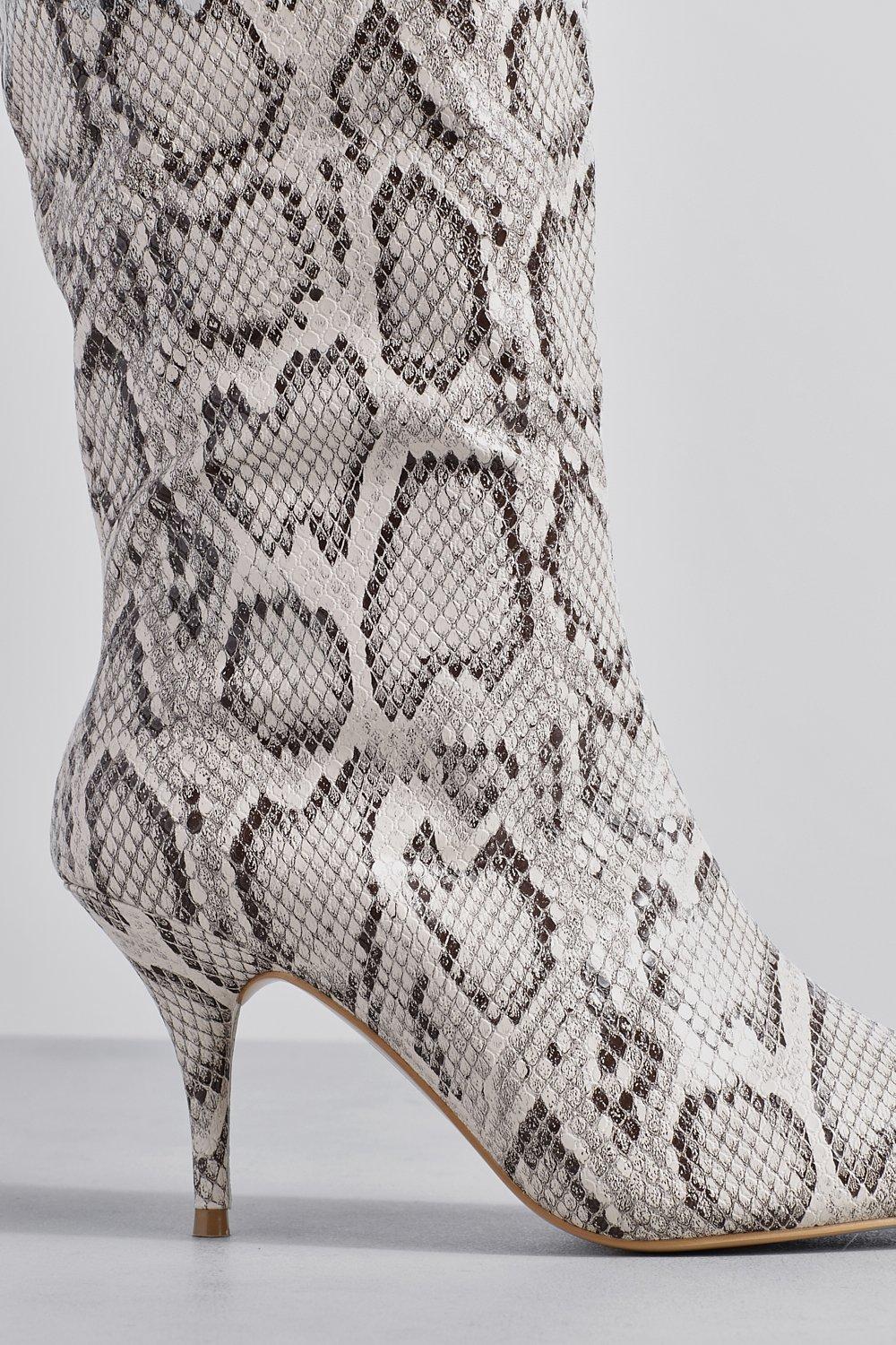 Low heel store snakeskin boots