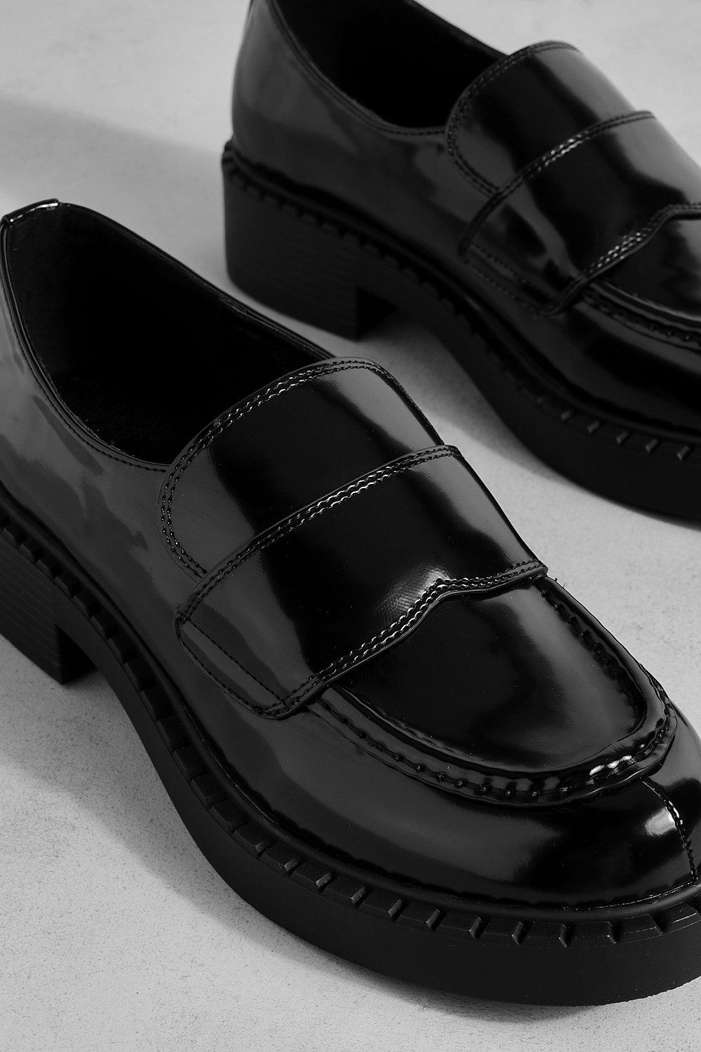 Patent Stitch Detail Loafers | boohoo