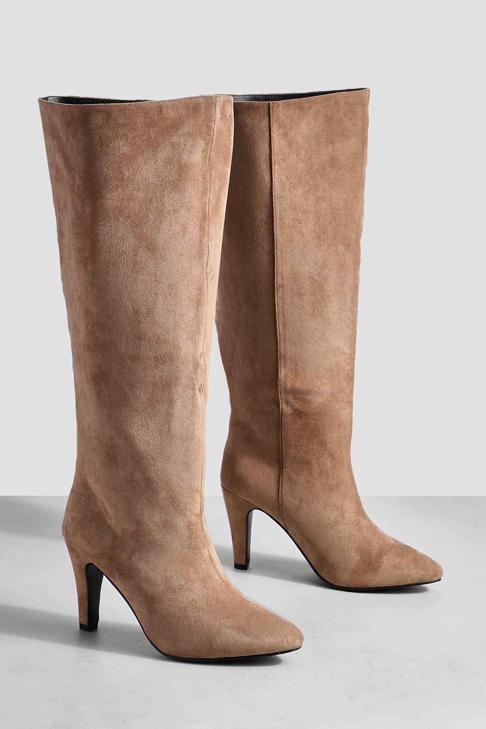 Suede mid best sale heel boots