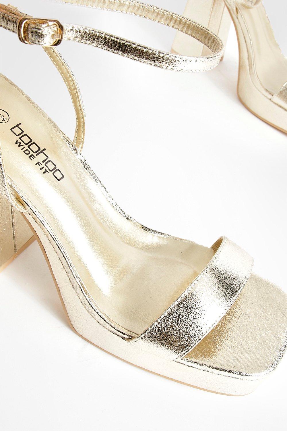 Wide Fit Metallic Square Toe Barely There Platform Heel