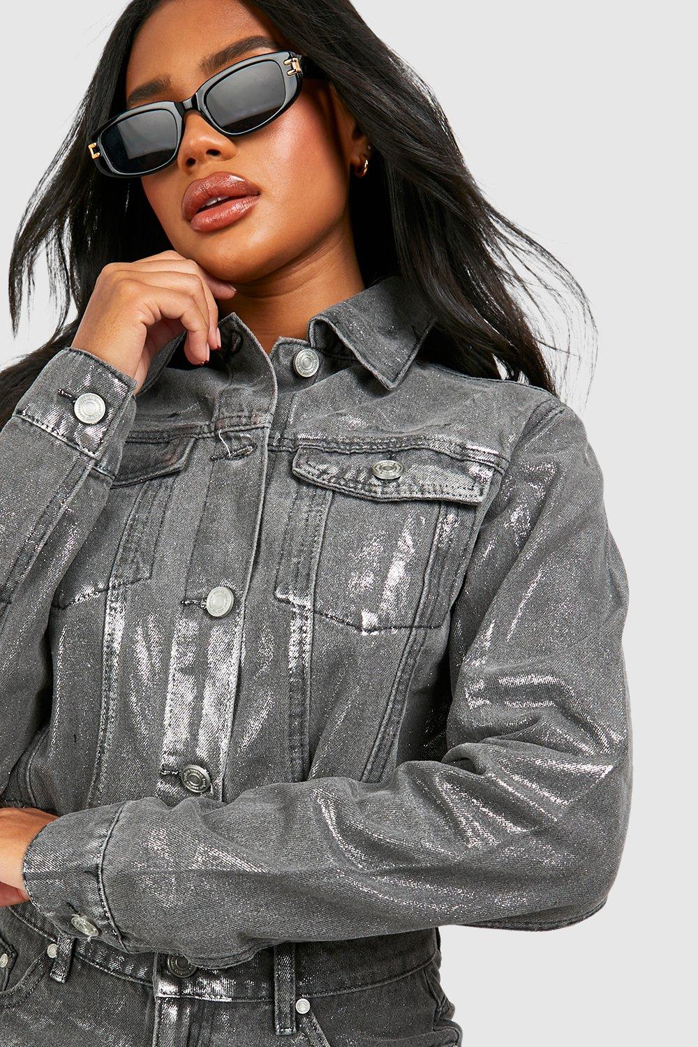 Metallic shop crop jacket