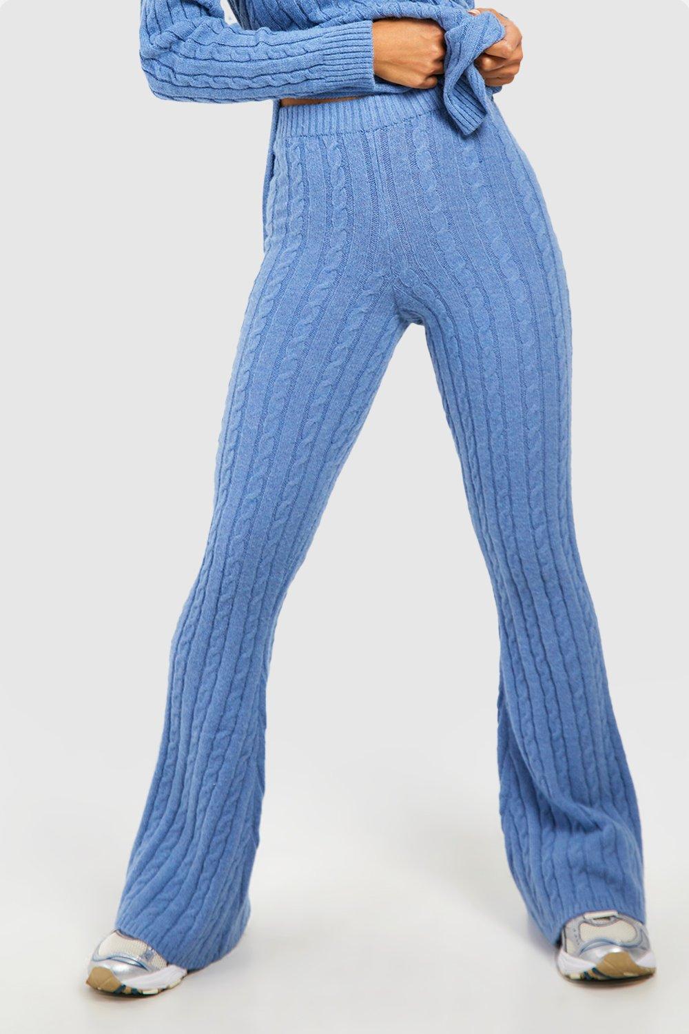 Women's Soft Cable Knit Flare Trousers