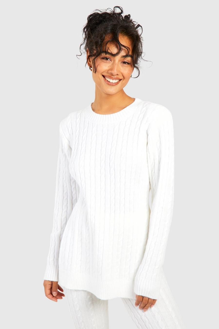 Ivory white Soft Cable Knit Jumper