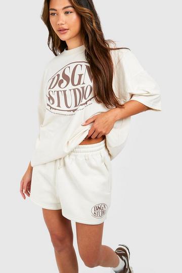 Stone Beige Dsgn Studio Slogan T-shirt And Short Set