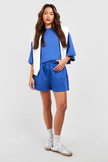 Boxy Crop T-shirt And Short Set cobalt