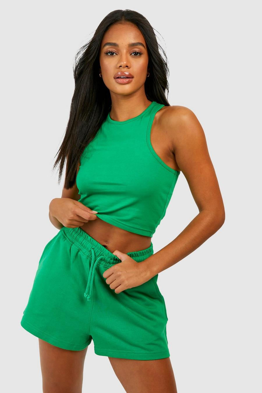 Racer-Top & Sweat-Shorts, Green image number 1