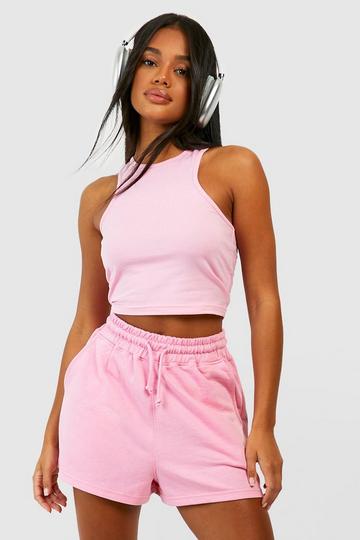 Racer Top And Sweat Short Set pink