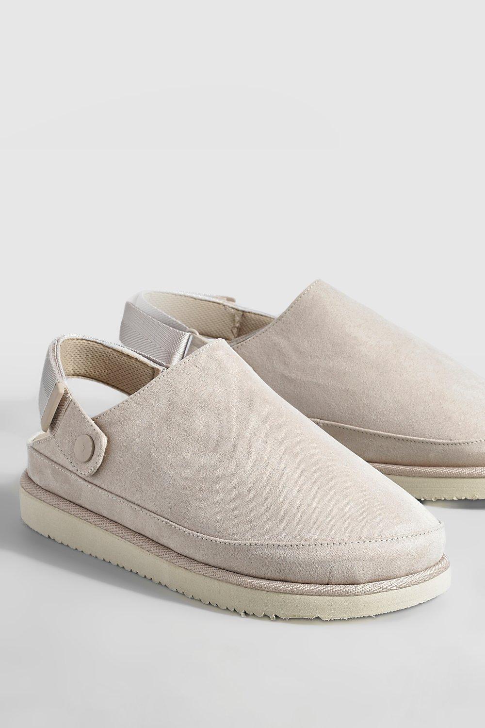 Faux Suede Chunky Slingback Closed Toe Clogs