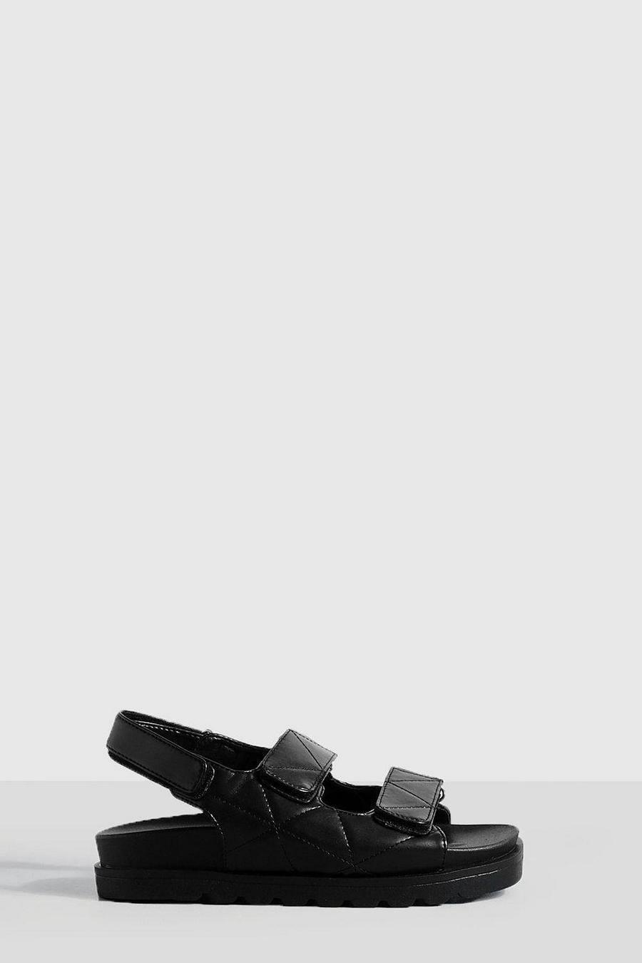 Black svart Slingback Quilted Dad Sandals image number 1