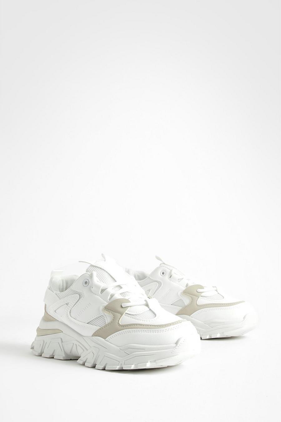 Beige Chunky sneakers med räfflad sula
