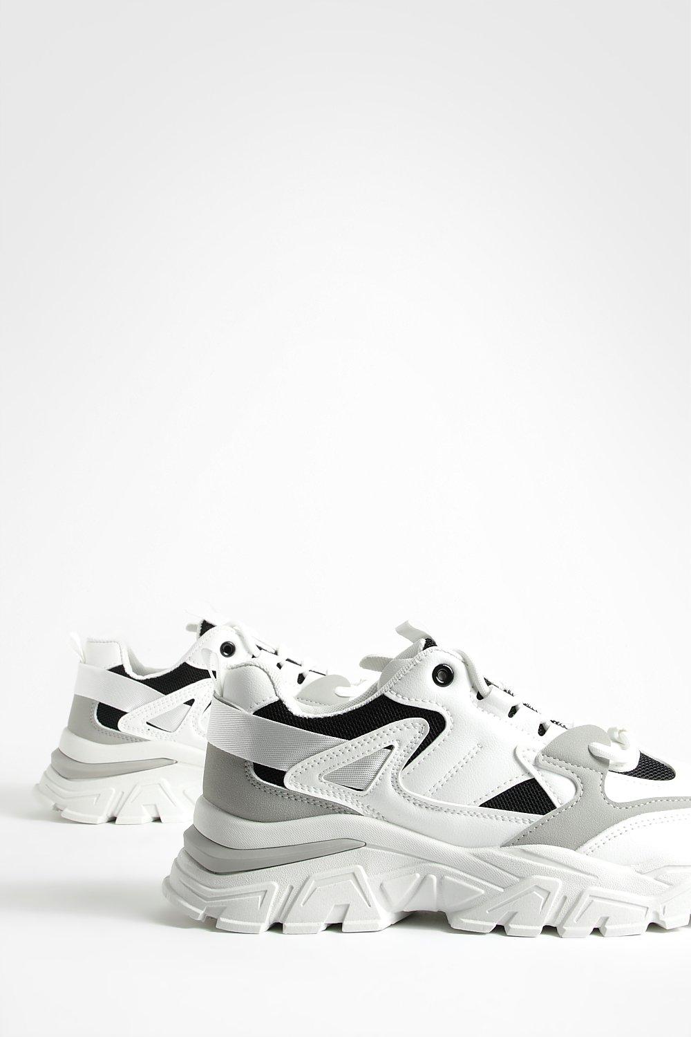 White and black cheap chunky trainers