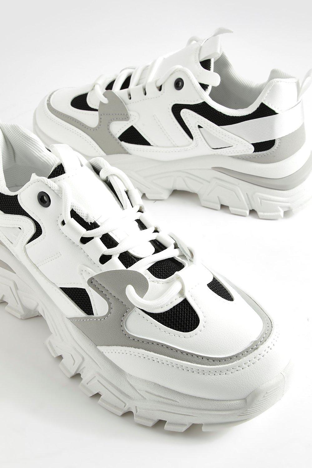 White chunky hot sale cleated sole trainers