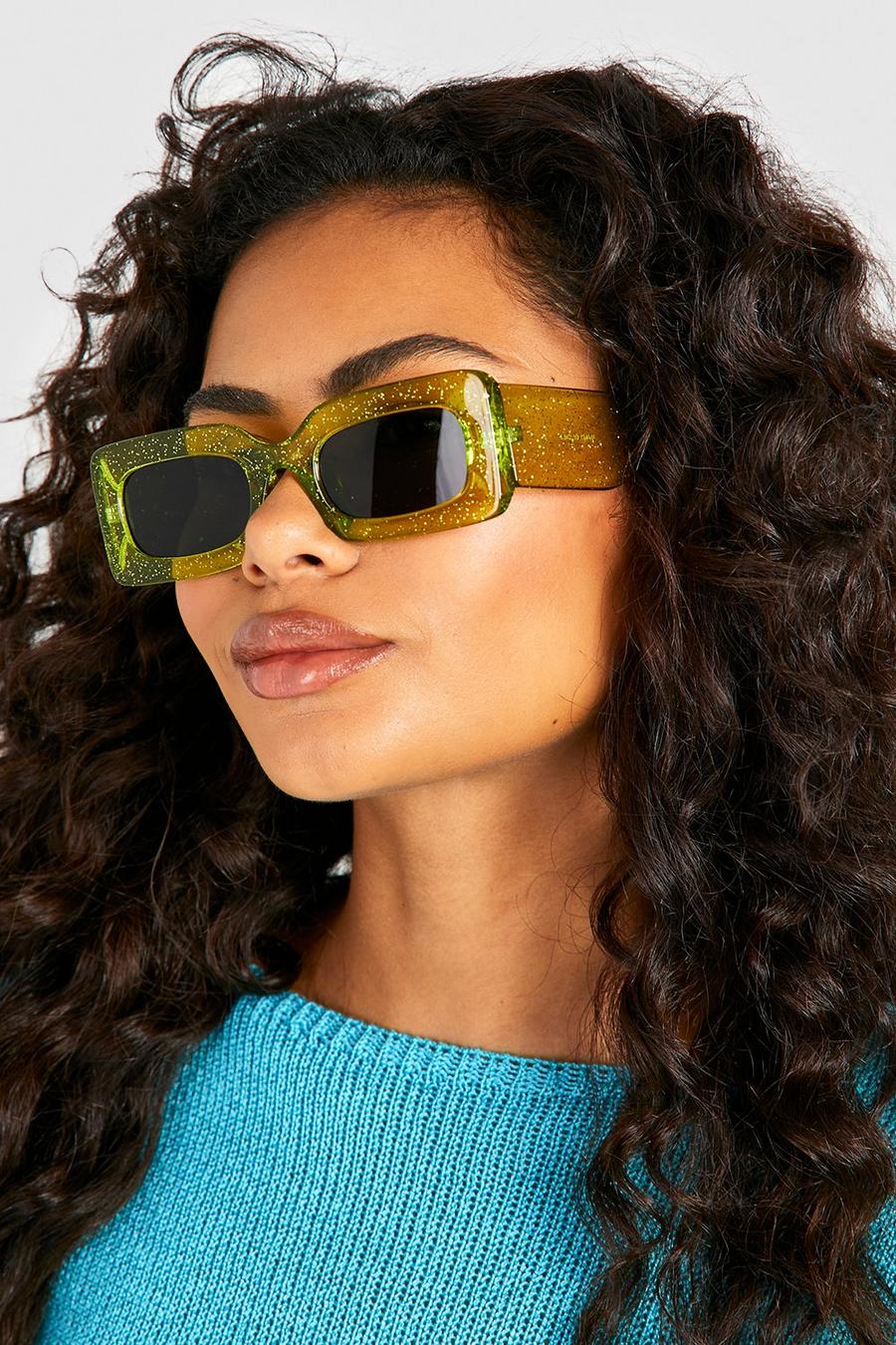 Lime Frame Rectangle Sunglasses 