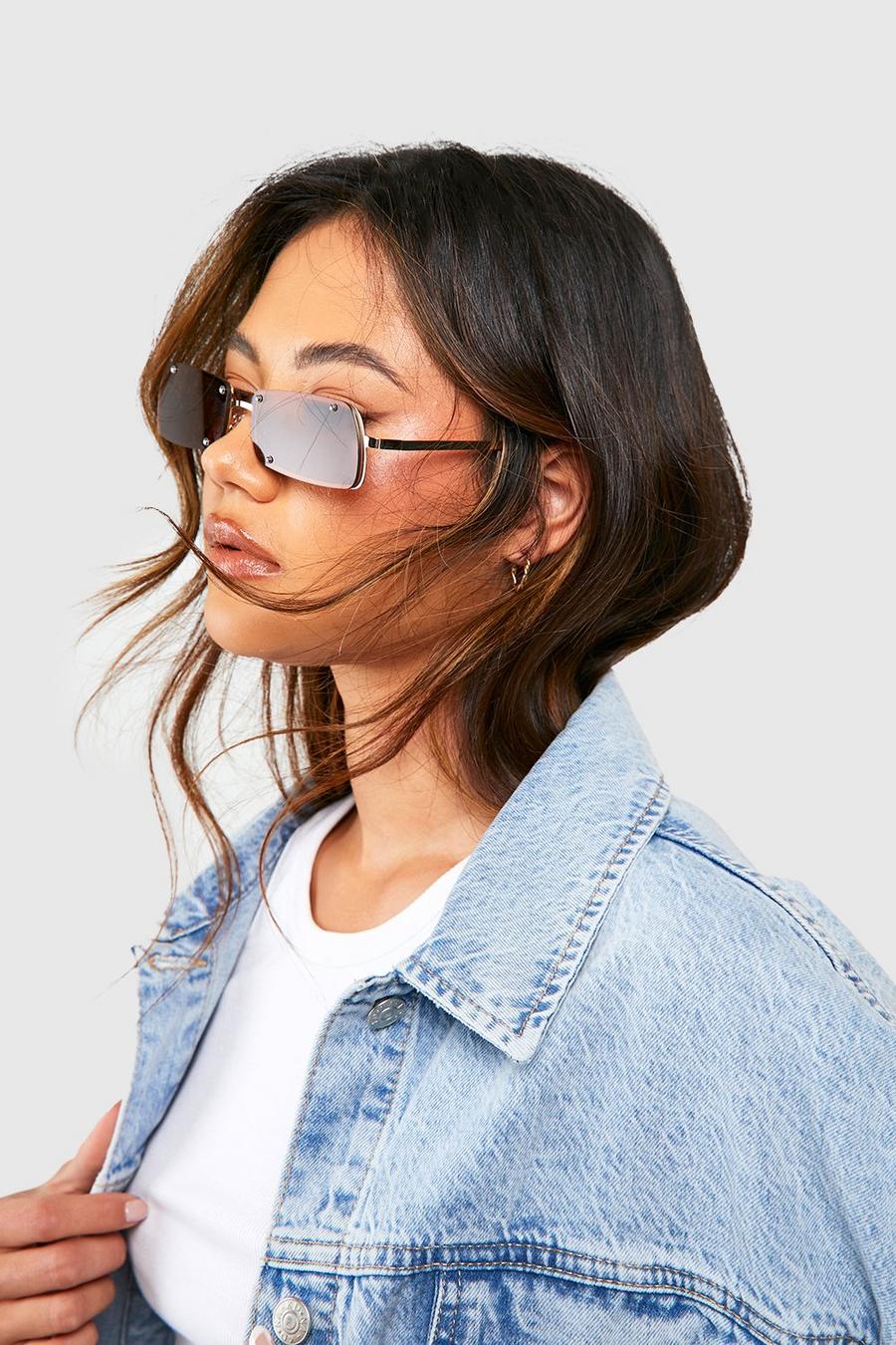 Brown Metal Frame Angled Sunglasses