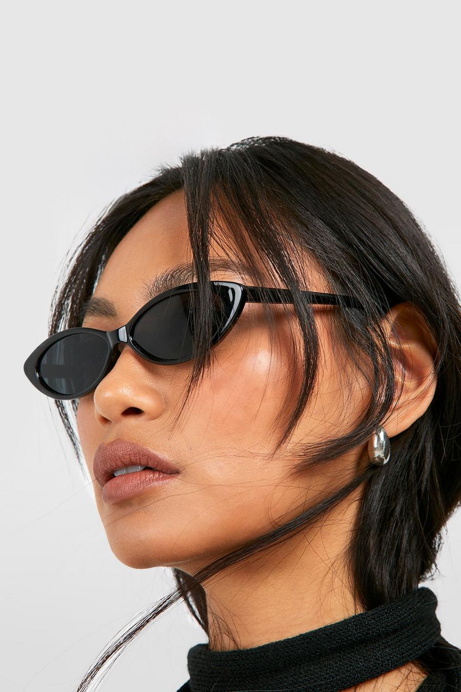 Black Oval Cat Eye Sunglasses 