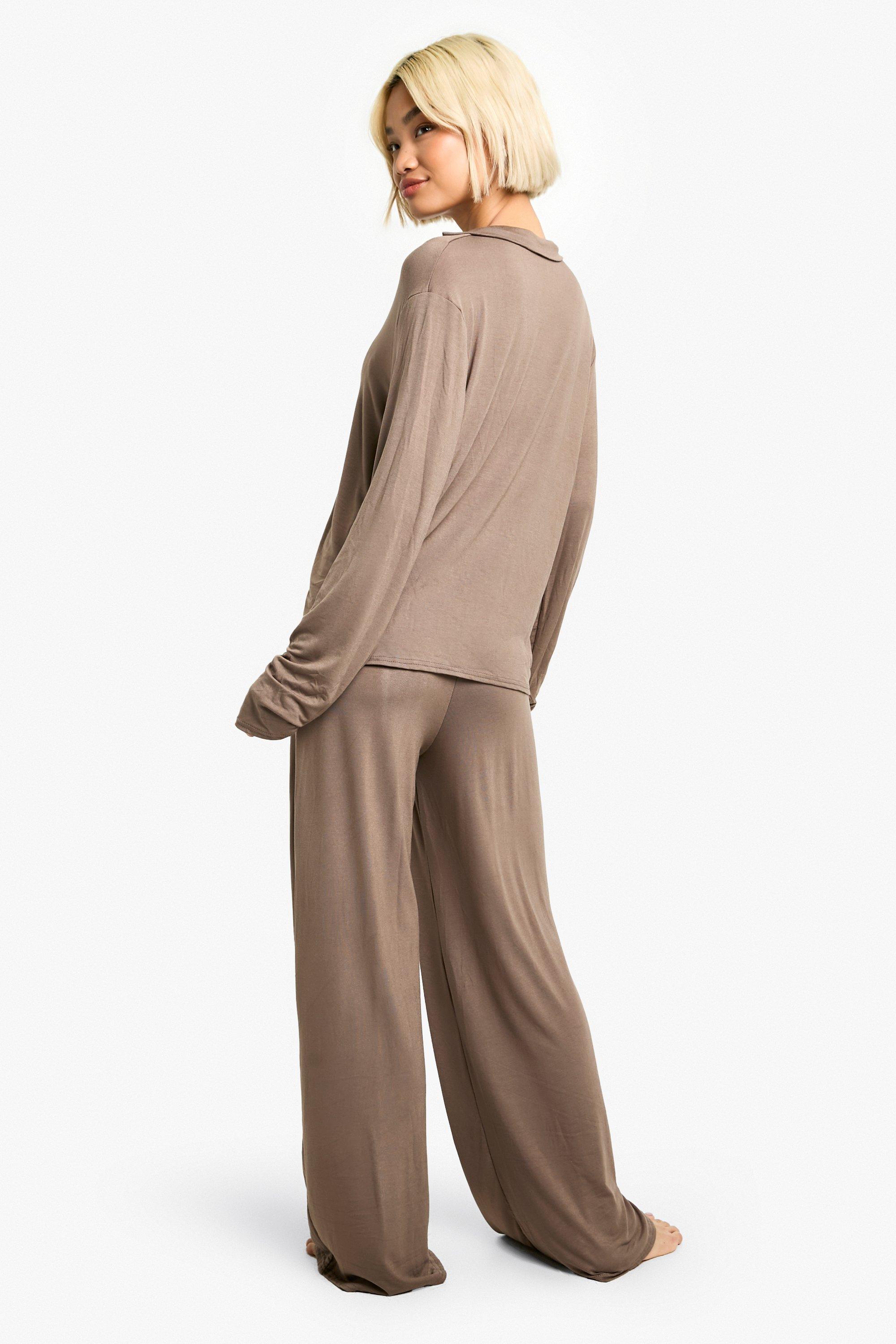 Women's Peached Jersey Wide Leg Pyjama Trouser