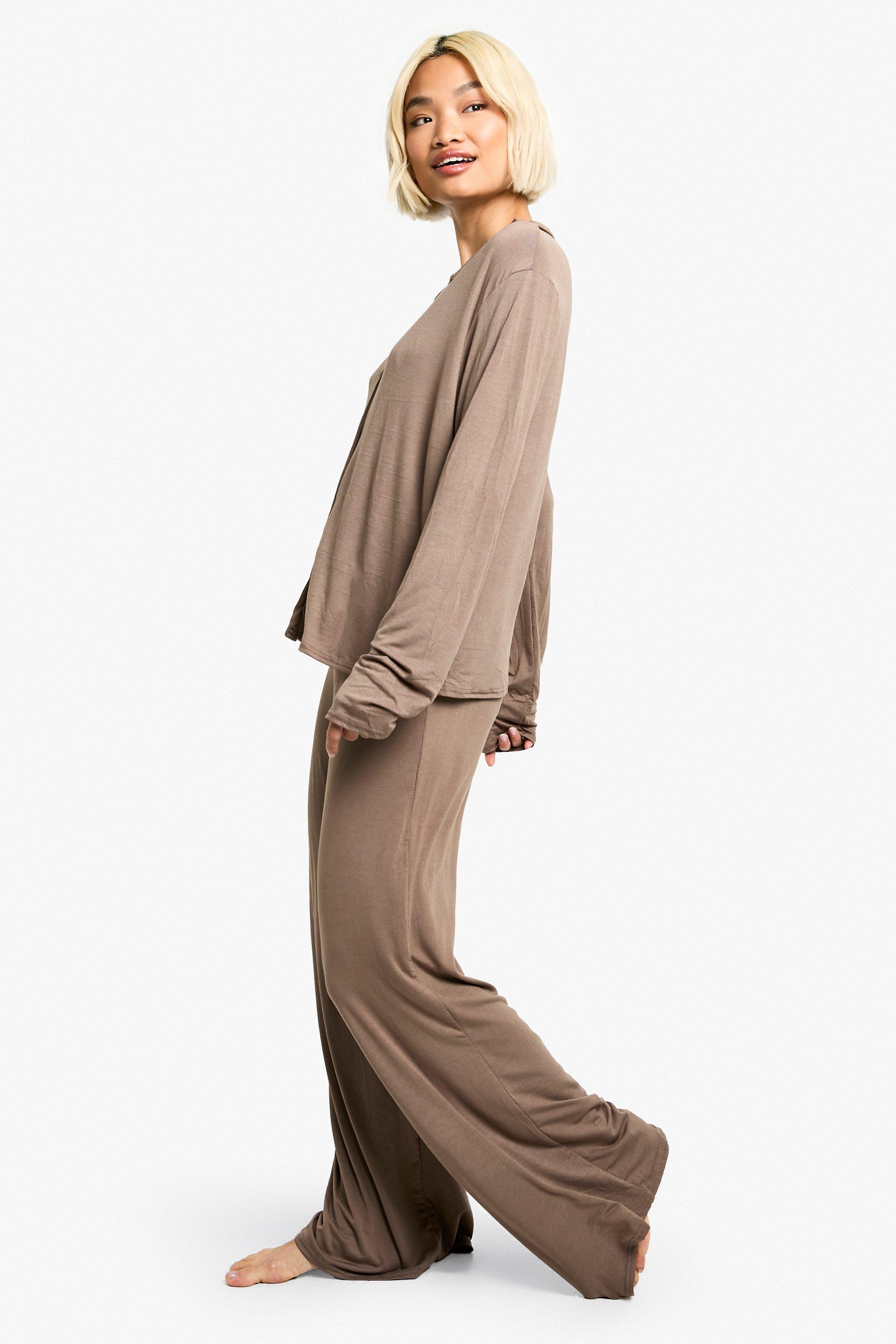 Women's Peached Jersey Wide Leg Pyjama Trouser