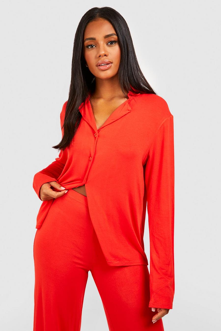 Chemise de pyjama en jersey à manches longues, Orange image number 1