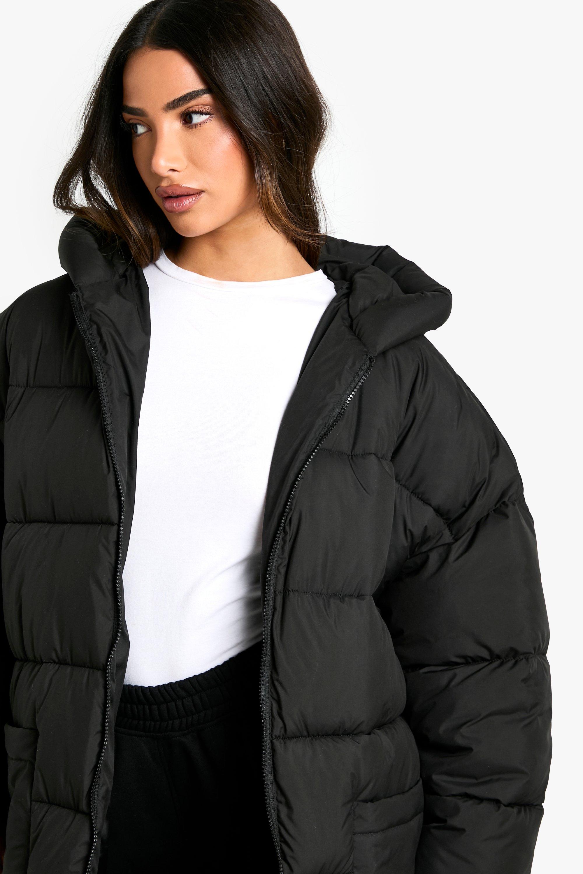 Petite puffer coat with on sale hood