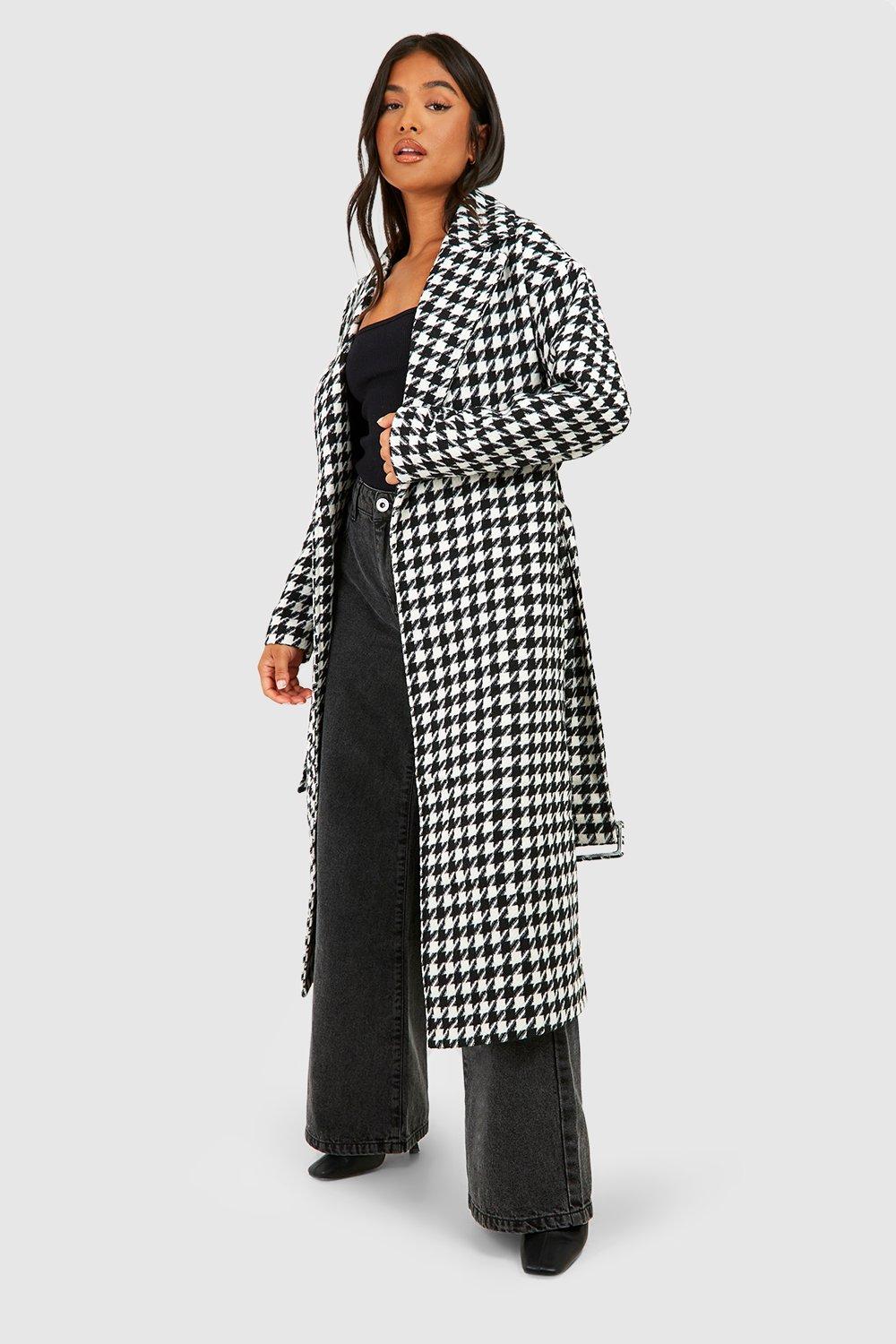 Boohoo belted wool look shop trench coat in black