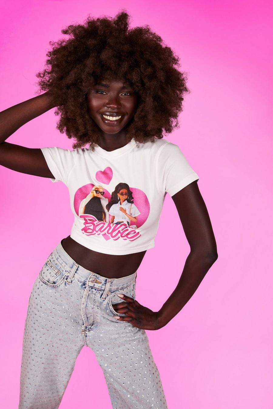 Barbie - T-shirt court imprimé cœur, White