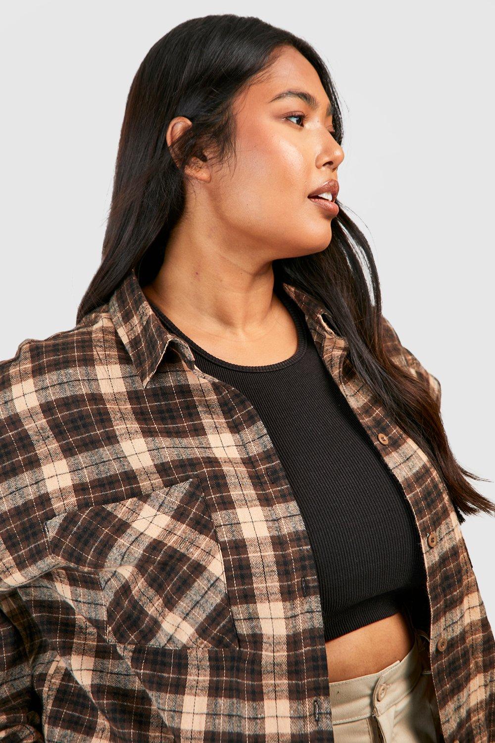 Plus size checkered store shirt