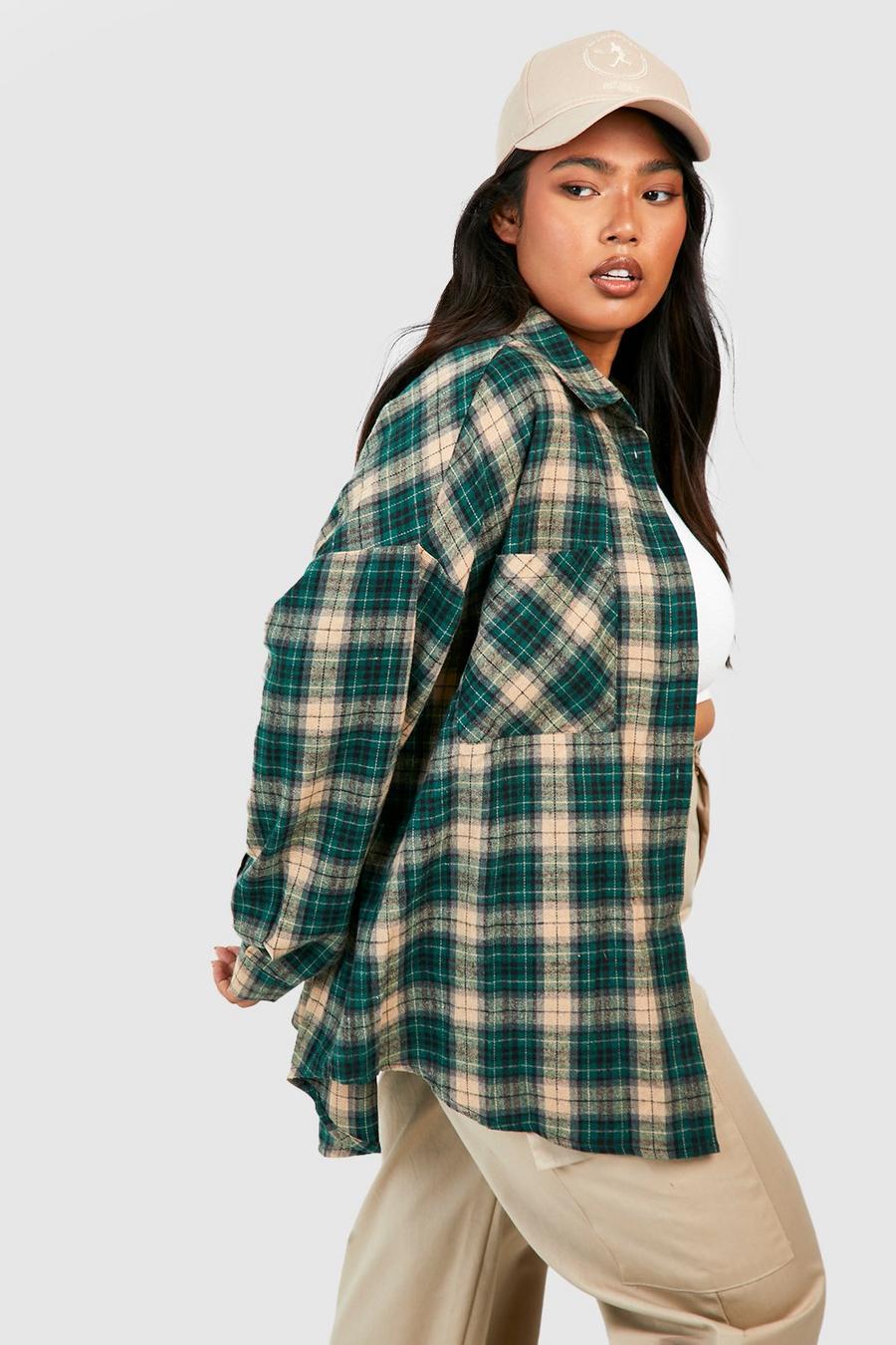 Green Plus Oversized Check Shirt  image number 1