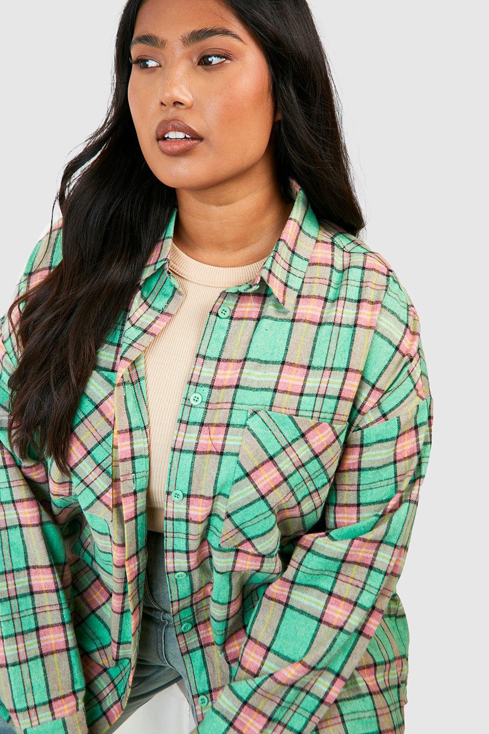 Plus size hot sale checkered shirt