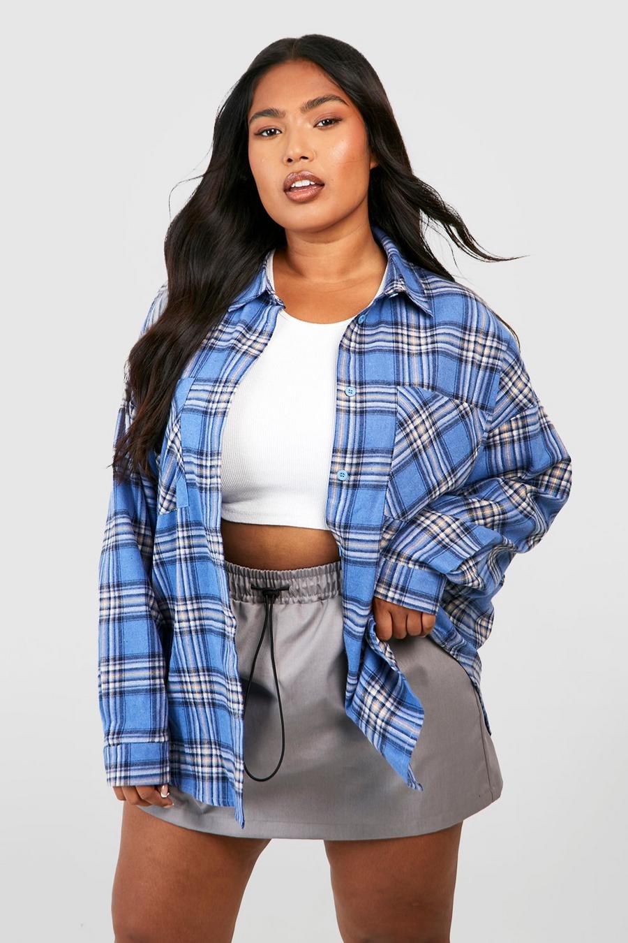 Plus Oversized Flannel Shirt image number 1
