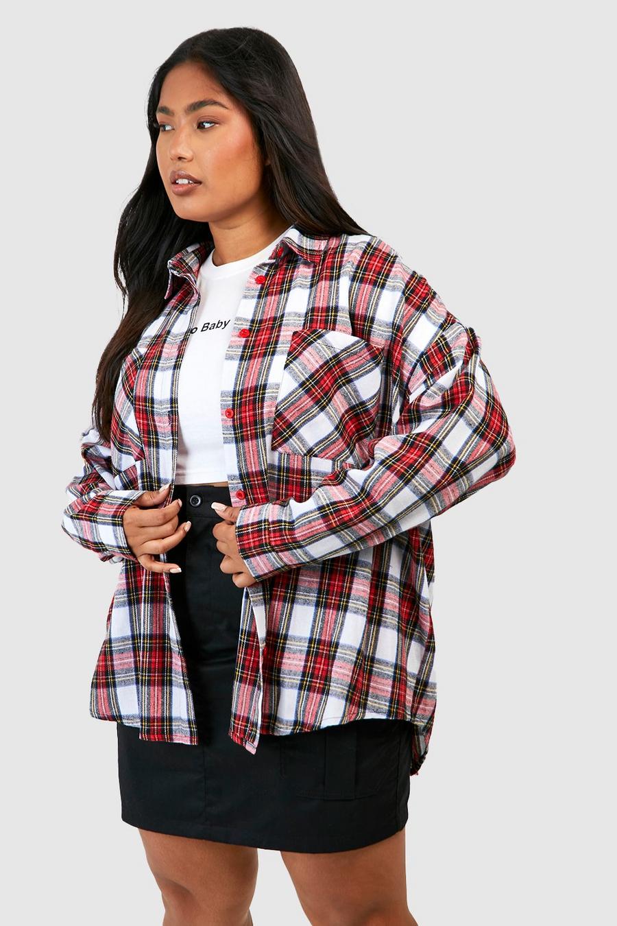 Women's Plus Oversized Check Shirt | Boohoo UK