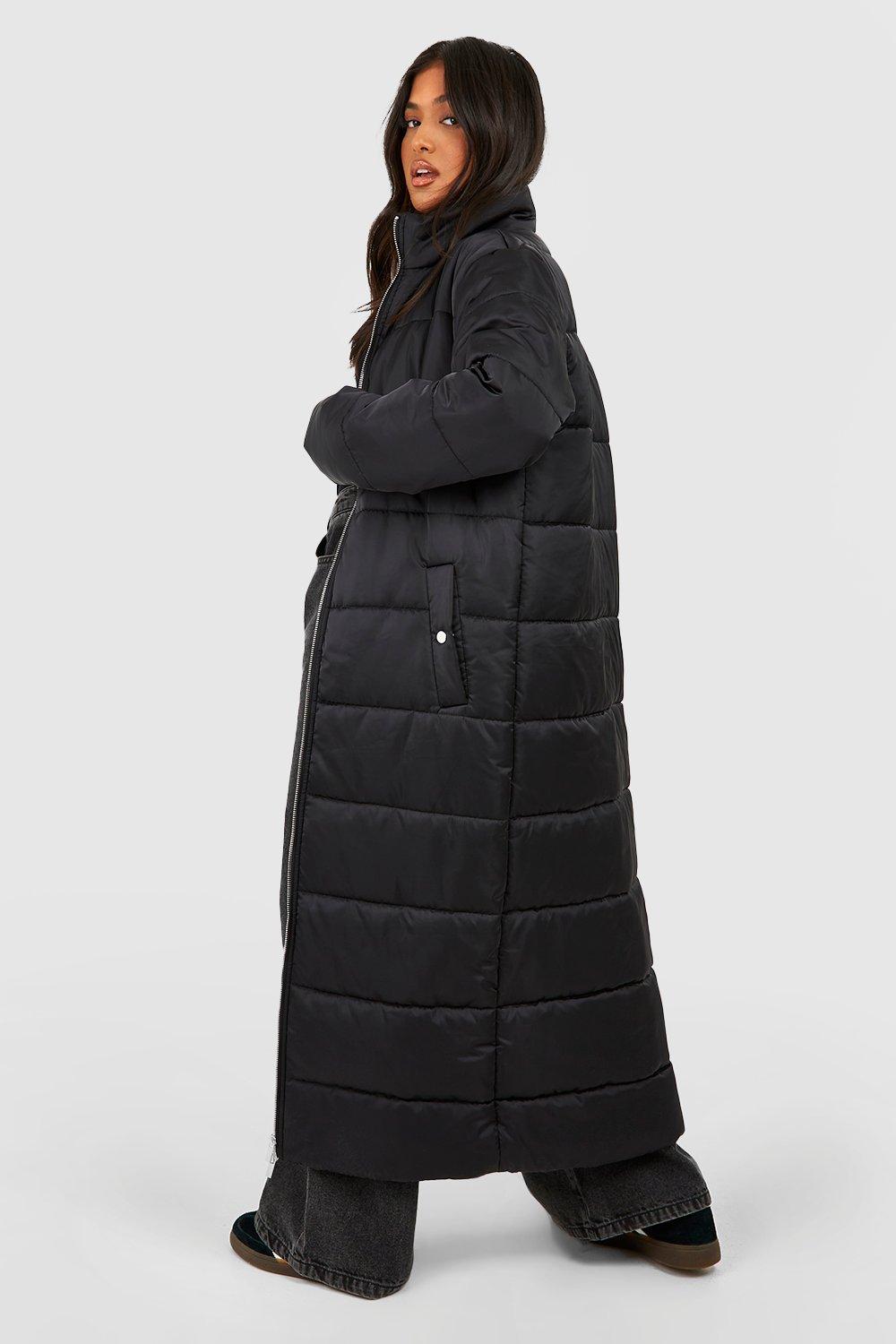 Petite long store black puffer coat