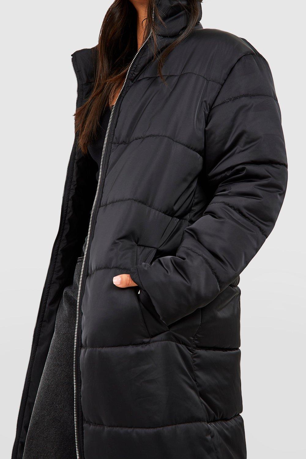 Brave soul petite longline puffer jacket with faux fur trim hood on sale