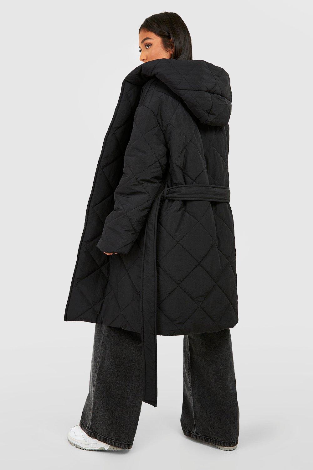 Diamond quilted shop puffer coat