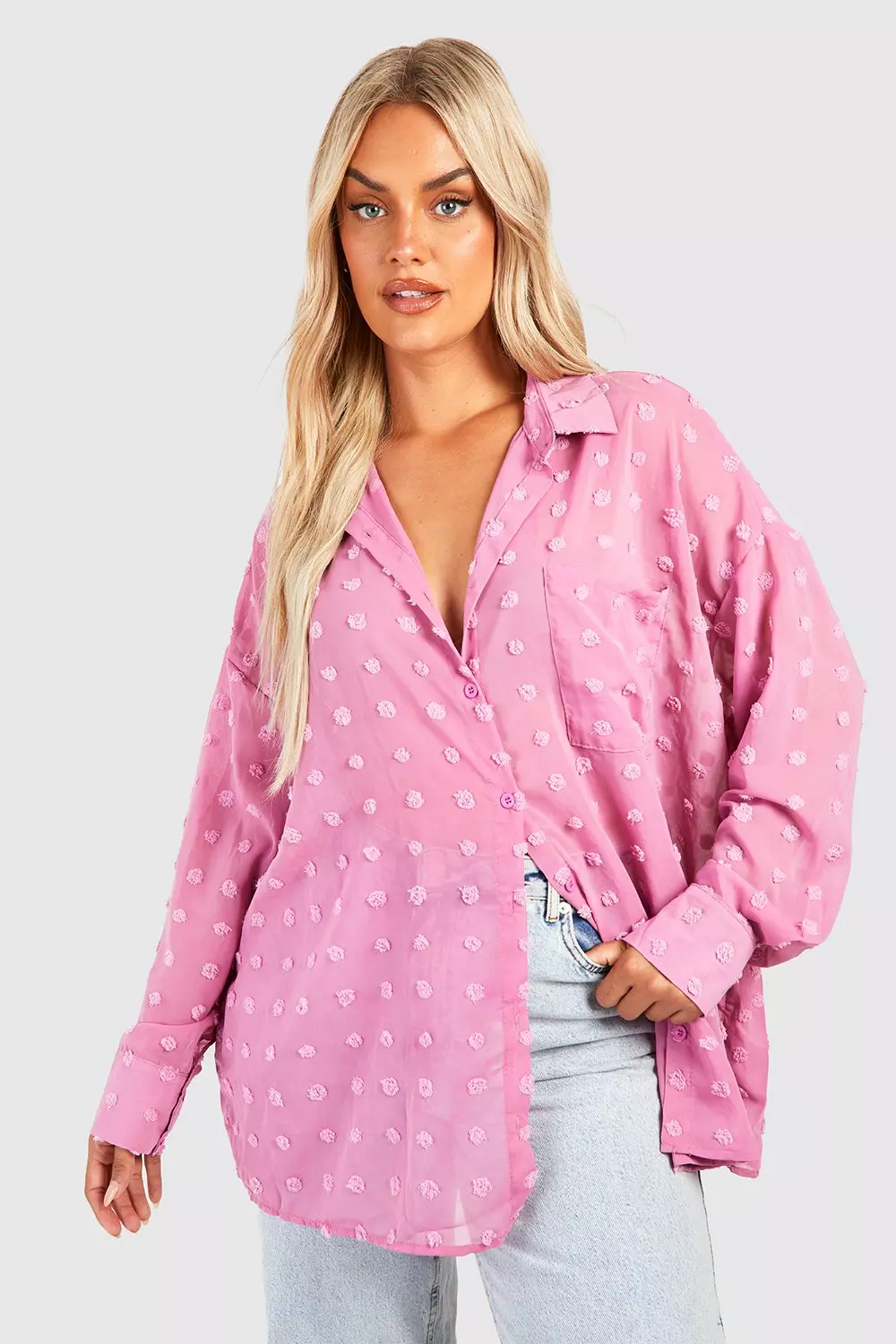 Black Plus Oversized Large Dobby Shirt alternative image