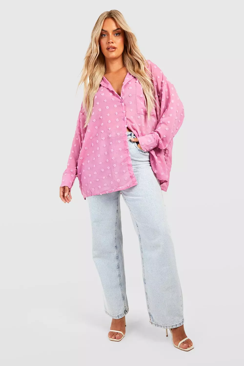 Mauve Plus Oversized Large Dobby Shirt alternative image