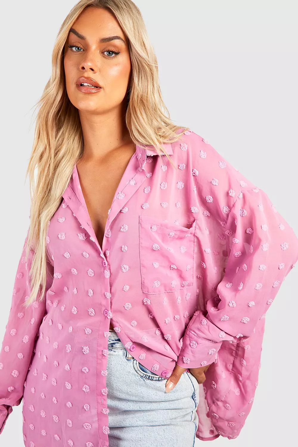 Mauve Plus Oversized Large Dobby Shirt alternative image