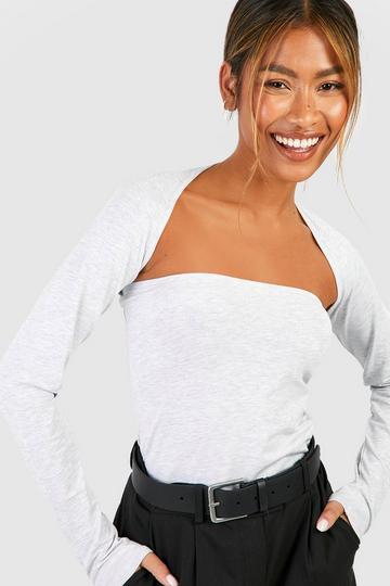 Basic Cotton Bolero Bandeau Bodysuit grey