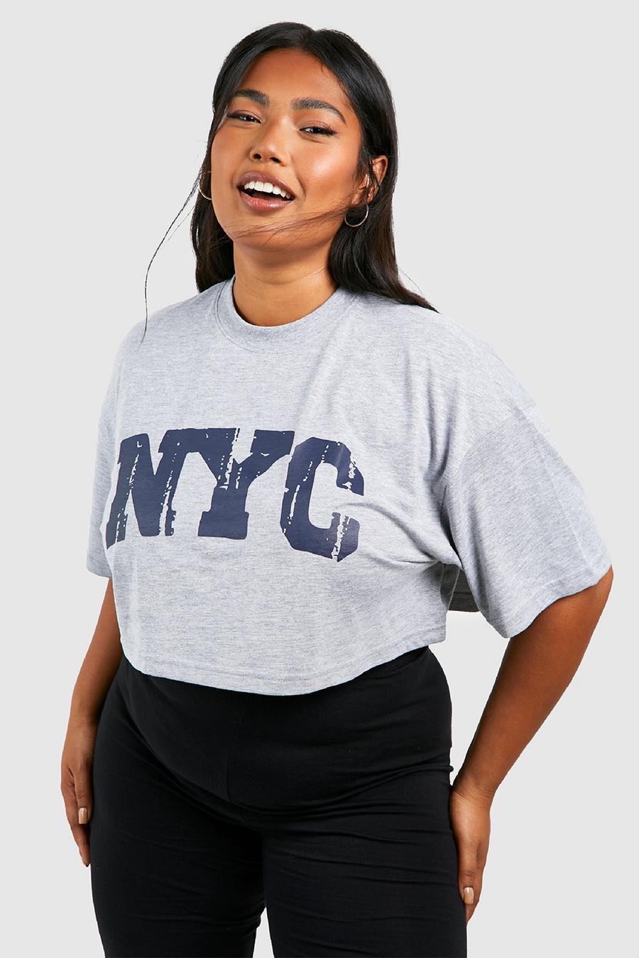 Camiseta Plus crop con estampado NYC, Grey image number 1