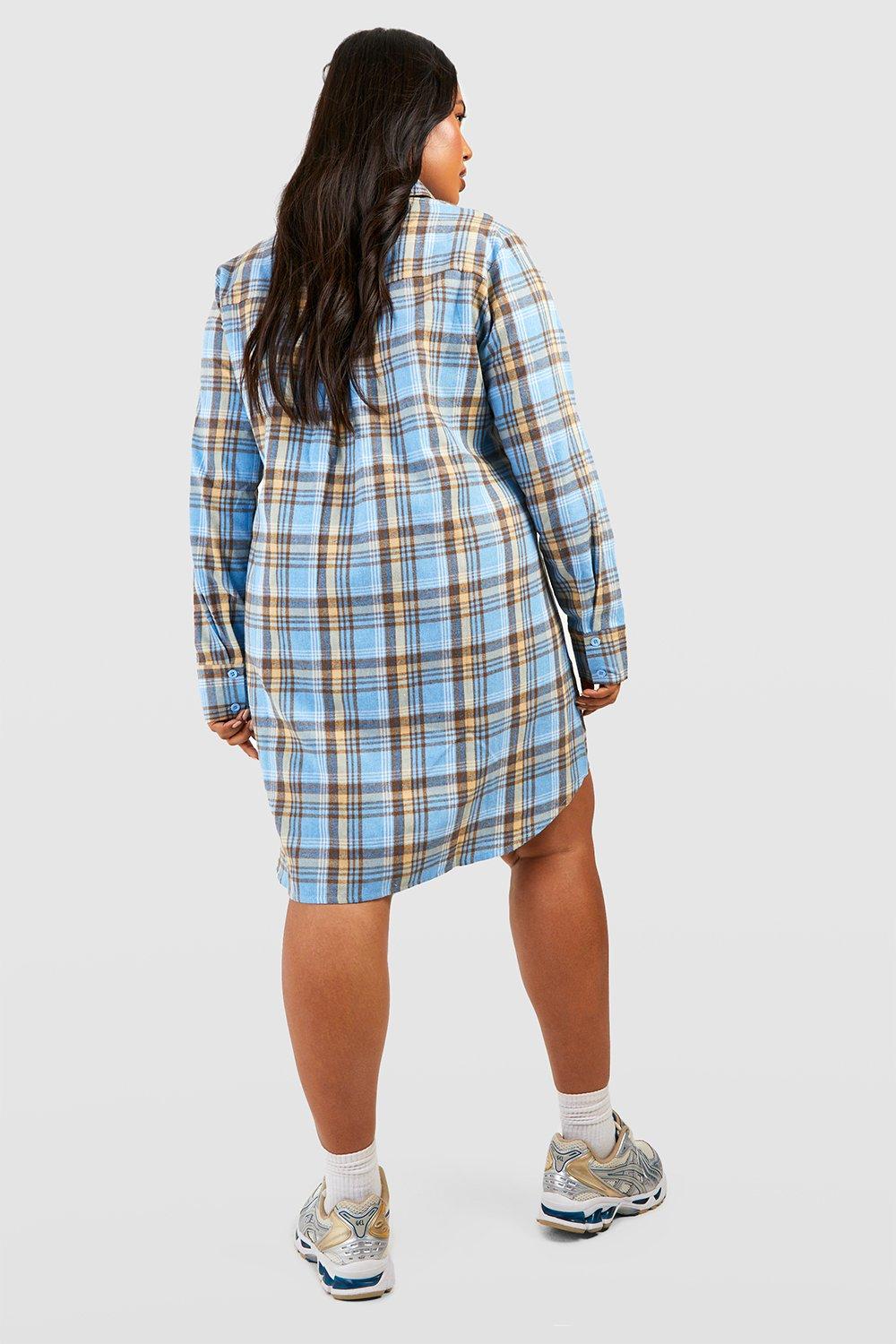 Long plaid shirt dress plus clearance size