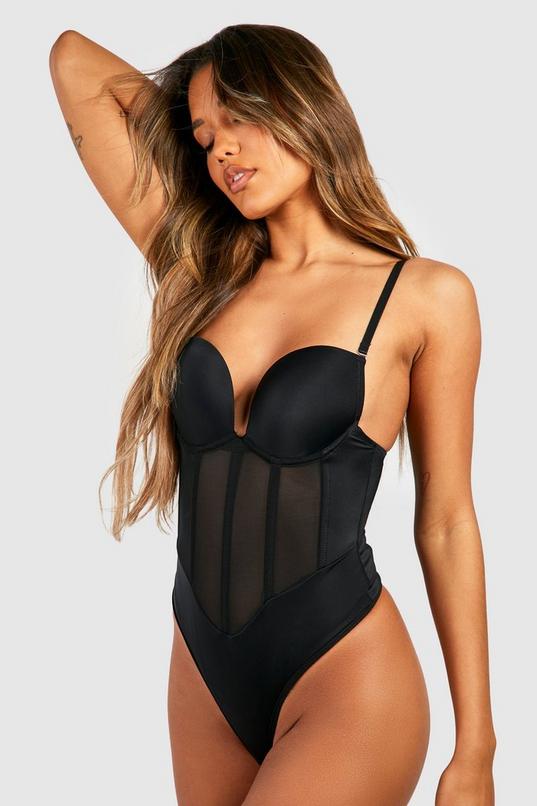 Women's Plunging Low-Back Firm Control Thong Shapewear Bodysuit